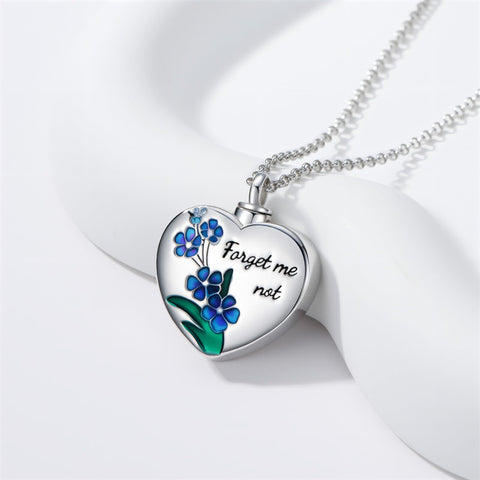 Sterling Silver Forget Me Not Urn Necklaces for Ashes