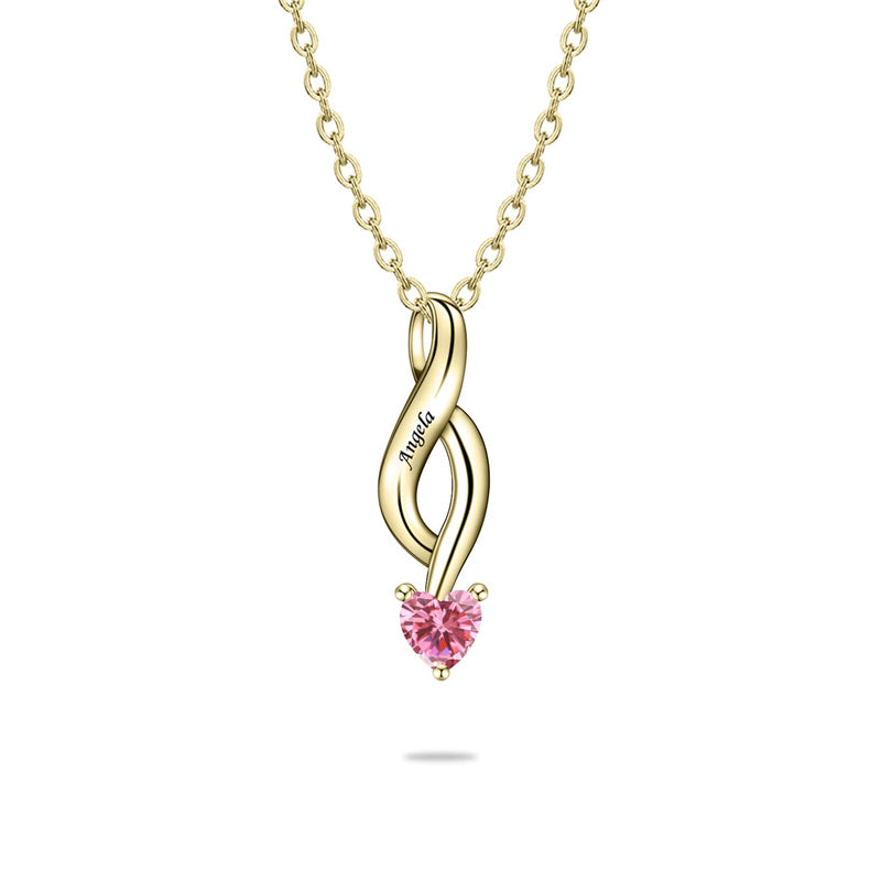 Copper Sterling Silver Personalized 1-6 Simulated Birthstones Mother's Name Heart Pendant Necklace