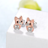 Corgi Earrings for Girls 925 Sterling Silver Corgi Stud Earrings Kawaii Corgil Animal Jewelry Gifts for Girls Women Corgi Lovers