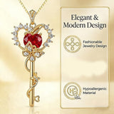 Birthstone Infinity Heart 14K Gold Plated Butterfly Key Pendant Necklace Gift for Her