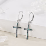 Cross Earrings Sterling Silver Dangle Drop Leverback Cross Earrings Religion Jewelry Christians Gifts for Women Men