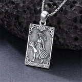 Sterling Silver Tarot Card 12 Zodiac Sign Pendant Necklace