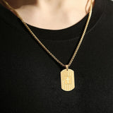 14K Gold Plated American Flag Dog Tag Cross Necklace for Men