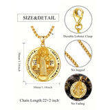 14K Gold Plated Saint Medal Christian  Pendant Necklace for Men