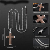 14K Gold Plated Wooden Abalone Shell Cross Pendant Necklacefor Men