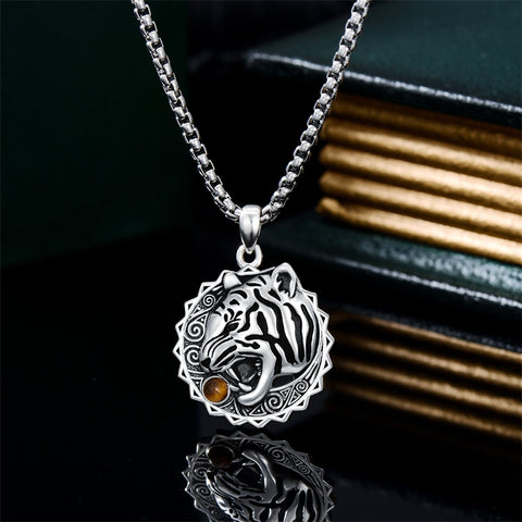 Sterling Silver Lion Tiger Satanic Goat Owl Scorpion Eagles Deer Pendant Necklace for Men