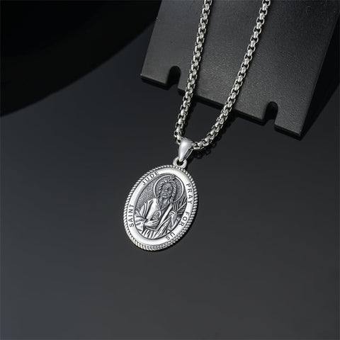 Sterling Silver Saint Joseph St Michael Saint Peter Saint Christopher Religious Pendant Necklace