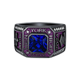 Sterling Silver Personalized Colorful Class High School  Graduation University College Ring for Men