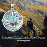 Sterling Silver Abalone Shell  Mountain Tree of Life  Compass Pendant Necklace for Women