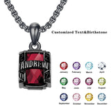 Sterling Silver Rectangle 2025 Graduation Necklace Personalized Text and Birthstone  Class Pendant Necklace