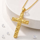 14K Plated Gold Cross Pendant Crucifix Necklace Christian Jewelry Baptism Religious Faith