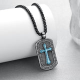 14K Gold Plated Turquoise Malachite Abalone Shell Cross Pendant Necklace for Men