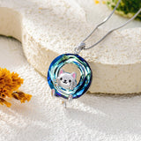 Sterling Silver Blue Crystal  Tree of Life Raccoon Bunny Cat Corgi  Pendant  Necklace  Anniversary Birthday Gifts