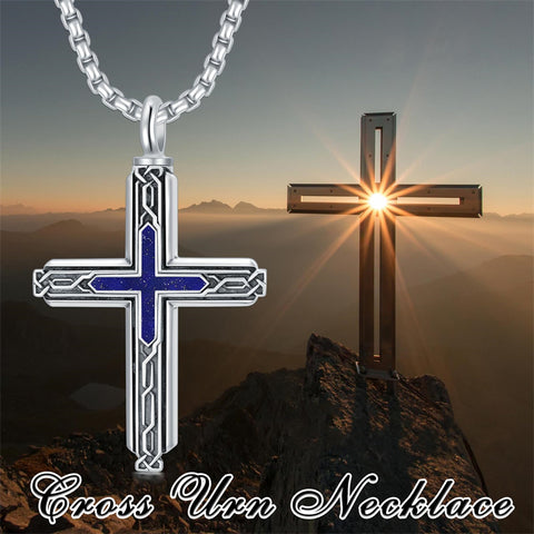 Sterling Silver Obsidian Lapis Lazuli Tigers Eye Turquoise Celtic Knot & Cross Urn Necklaces for Ashes