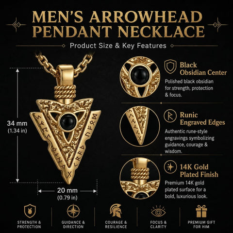 Malachite Turquoise Arrow Pendant Necklace for Men