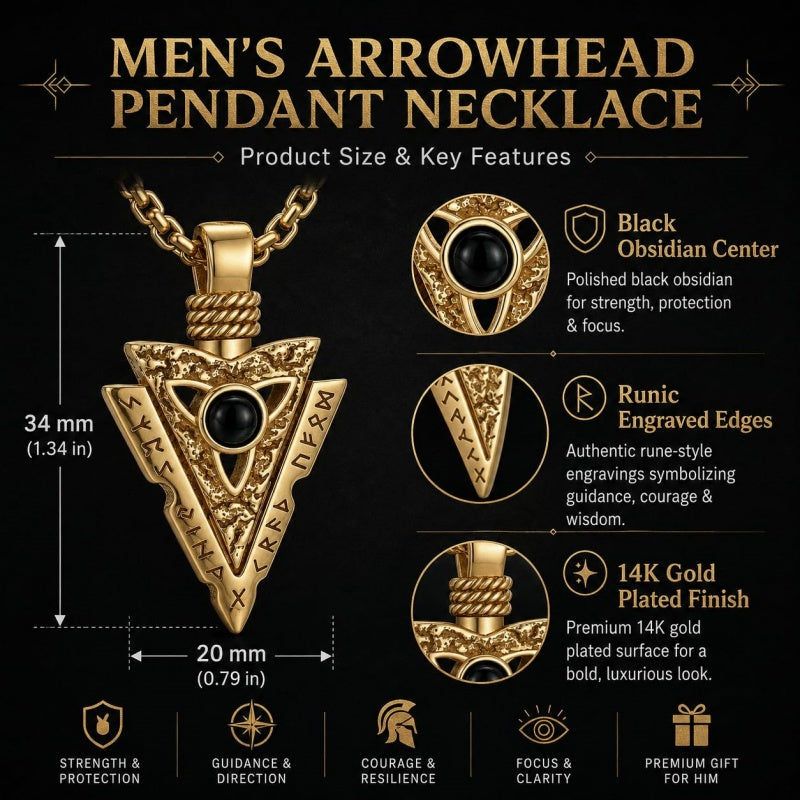Malachite Turquoise Arrow Pendant Necklace for Men