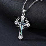 Sterling Silver Wooden Cross Pendant Necklace