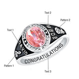 Sterling Silver 10K 14K 18K Gold Customizable  Birthstone Engraved Class Ring College Graduation Ring