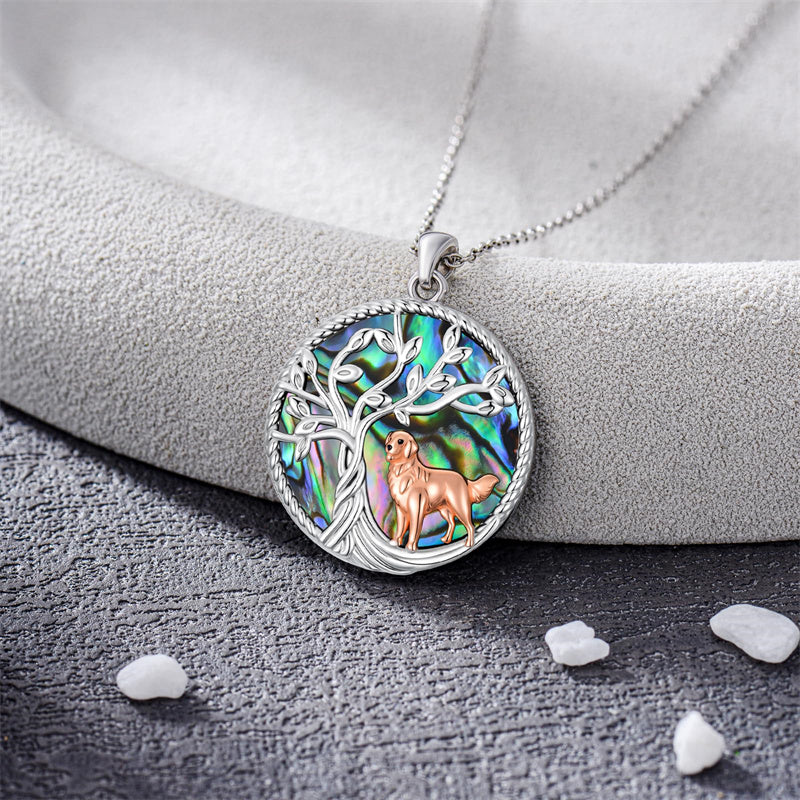 Sterling Silver Abalone Shell Tree of Life Lion Wolf Cat Dog Pendant Necklace