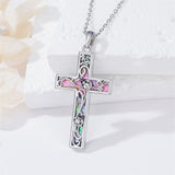 Sterling Silver Abalone Shell Bee Butterfly Dragonfly  Hummingbird Ladybug Cross Pendant Necklace for Women