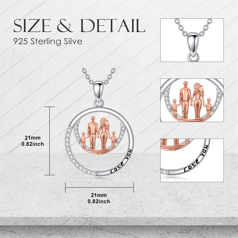 Sterling Silver Family Pendant Necklace Engraved with Love You ...