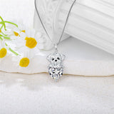 Sterling Silver Synthetic Birthstone Dog Pendant Necklace