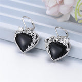 Sterling Silver Black Obsidian Snake Hummingbird Butterfly Dragonfly Leverback Earrings
