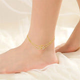 14K Gold Heart Anklet for Women Layered Anklet Bracelets with Cubic Zirconia Foot Jewelry for Her, 8''-10''