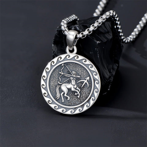 Sterling Silver 12 Zodiac Astrology Horoscope Pendant Necklace