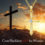 14K Gold Plated Cross Pendant Necklace Faith Jewelry Gift for Women
