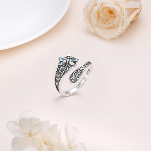 Sterling Silver Oxidized Dragonfly Butterfly Hummingbird Sea Turtle Anchor Cross Tree of Life Sunflower Spoon Ring