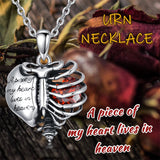 Sterling Silver Heart Birthstone Skeleton Urn Necklaces for Ashes