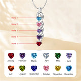 Copper Sterling Silver Personalized 1-6 Simulated Birthstones Mother's Name Heart Pendant Necklace