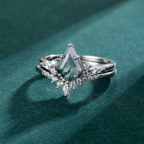 Sterling Silver Kite Cut Gemstone Engagement Wedding Promise Ring Gift For Valentine's Day