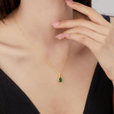 14K Gold Plated  Teardrop Birthstone Pendant Necklace Birthday Gifts for Women