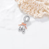 Sterling Silver Cubic Zirconia Ballet Shoe Charm  Beads for Bracelet Jewelry for Women