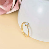 14K Solid Yellow Gold Ring for Women, Real Gold Dainty Wedding Engagement Eternity Bridal Ring Love Jewelry for Her