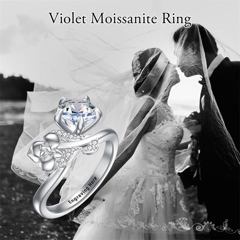 Sterling Silver Moissanite 12 Months Birthflowers Ring