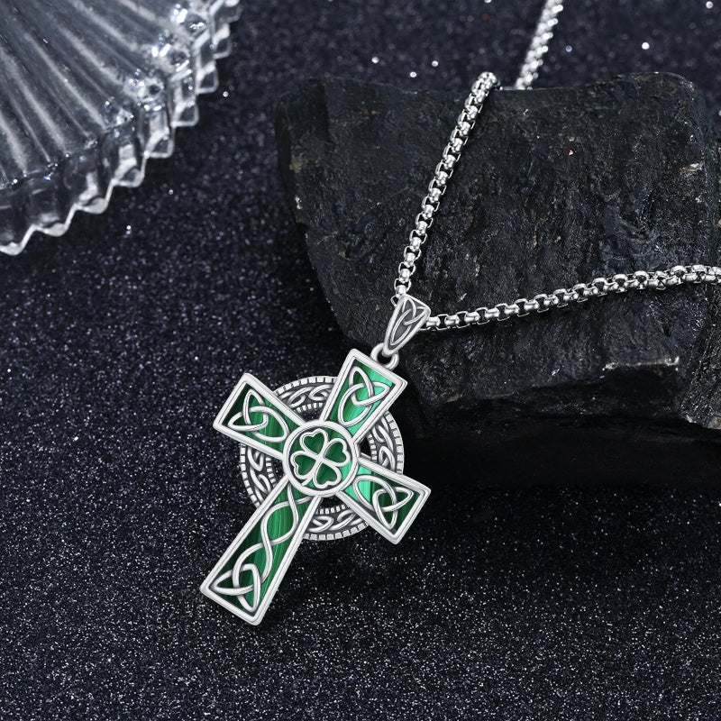 14K Gold Plated Celtic Vikin Cross Pendant Necklace Irish Jewelry Religious Protective Gift