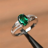 Sterling Silver Oval Shaped 8X6 MM Gemstone Ring Leaf Engagement Ring for Women