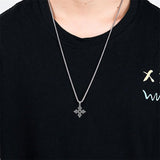 Sterling Silver Cross Christian Pendant Necklace for Men