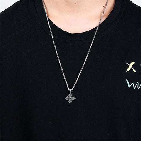 Sterling Silver Cross Christian Pendant Necklace for Men