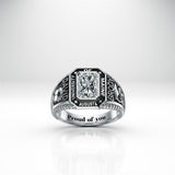 Sterling Silver 10K 14K 18K Gold Personalized  Engraved Class Ring for Men