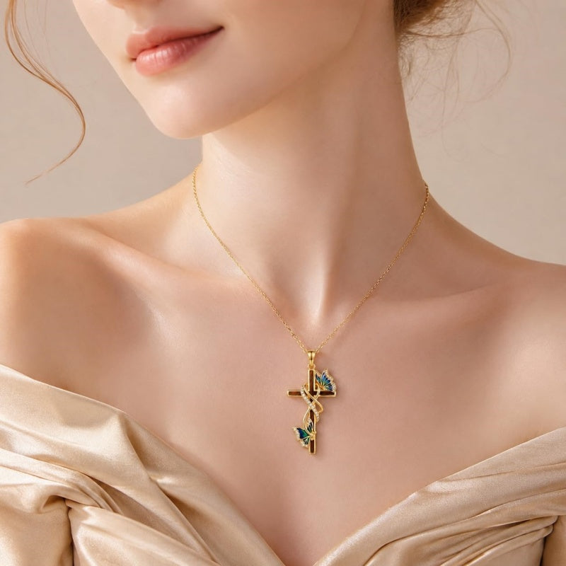 14K Gold Plated Wooden Pendant Necklace Beliefs jewelry