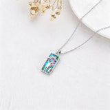 Sterling Silver Abalone Shell Tarot Card Pendant Necklace Gifts for Birthday Halloween Anniversary Valentine’s Day