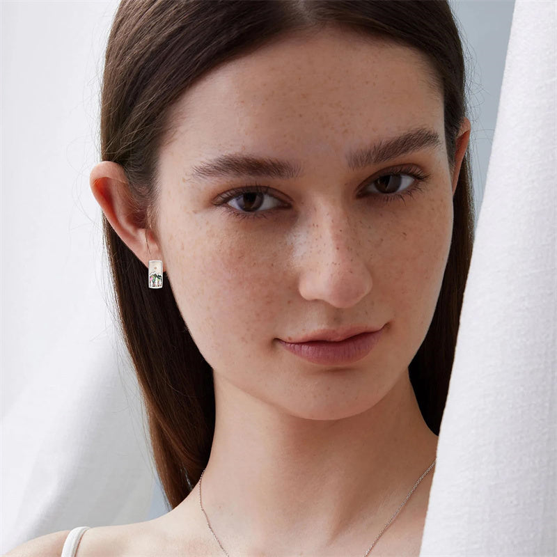 Sterling Silver Abalone Shell Mountain Cat Dog Fox Dragonfly Hummingbird Earring