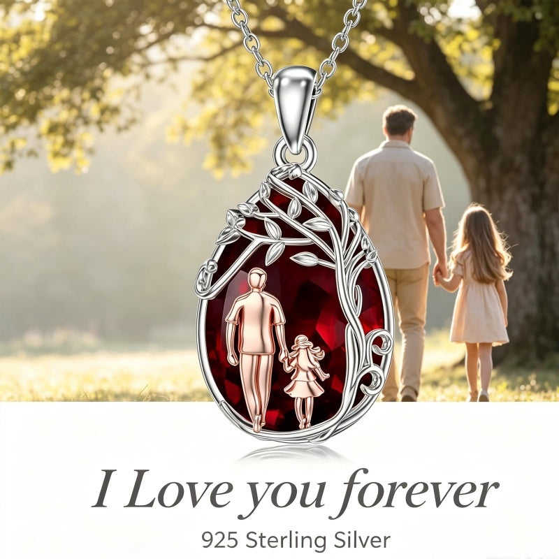 Sterling Silver Crystal Father Daughter Pendant Necklace from Dad  I Love You Forever Jewelry