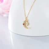 10k 14k 18k Yellow Gold Moon Star Necklace for Women, Gold Moon Necklace Jewelry Gifts for Women Girls Her, 16"-18" Chain