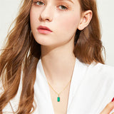 14K Gold Natural Diamond Emerald Pendant Necklace