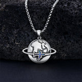 Planet Necklace Airplane Necklace S925 Sterling Silver Travel Jewelry Gifts for Men Women